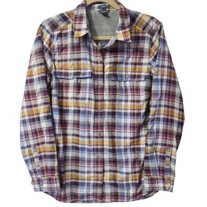 Plaid button down shirt Eddie Bauer quick dry Womens Large Hiking Gorpcore